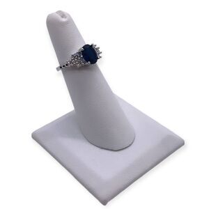 NWT White Gold & Blue Sapphire Ring - Size 5